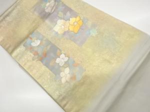 金彩短冊に花葉模様名古屋帯